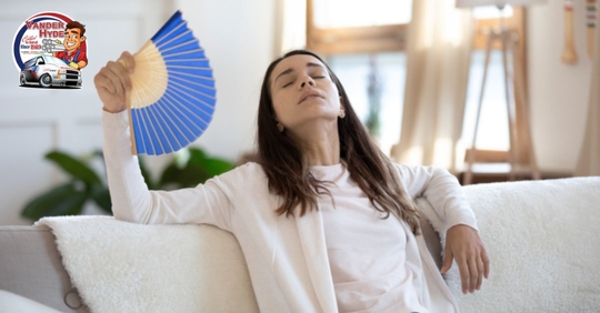 Broken AC and a woman struggling with the heat.
